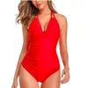 New Womens Hanging Neck One Piece Swimsuit with a Tight Stomach and Open Back Deep V Sexy Swimsuit