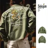 Maden Vintage A2 Bomber Jackets for Men Yokosuka Flight Flight Jacket Army Green Green Baseball Coats Spring Military Outerwear G72Y#