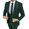 Gröna bröllopsdräkter för män 3 stycken Enkelbröst Slim Fit Formal Busin Groom Wear Suit Blazer+Pants Costume Homme i5ex#