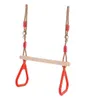 Children Wooden Trapeze Swing With Rings For Indoor Outdoor Fun 240318