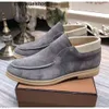 Loro Piano LP Lorospianasl Nubuck Schuhe neue Leder Herren Gehen High Top Shoes Luxury Sneakers Lock Designer Flats Slip-on-Kleiderschuhstiefel 39-46