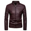 Manteau en Faux cuir pour homme, couleur unie, manches Fi Lg, col rond, poches zippées, tout assorti, nouvelle collection automne hiver 2023, z037 #