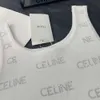 2024 ss designer CE marca novo tanque inferior feminino primavera e verão design de agasalhos, camada interna de malha, top curto sem mangas slim fit para mulheres