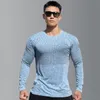 Hommes Automne Lg Manches T-shirt Gym Fitn Formation Bodybuilding Tees Tops Mâle Sport Hommes Chemises Hommes T-shirt J6n9 #