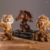 Decorative Figurines Creative Animal Sculpture Quality Desk Shelf Resin Lion Statue Horse