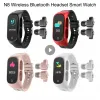 Watches N8 Smart Watch med trådlösa hörlurar TWS BluetoothCompatible 5.0 Headset Call Sleep Monitor Heart Rise Smart Watches