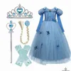 Robes de filles robe de princesse fille anniversaire Halloween Costume pour enfants vêtements Cosplay vêtements bleu longue robe fantaisie enfants Drop Deli Dhdp7