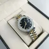 Luksusowy złoty zegarek dla kobiet, zegarek na rękę 28 mm z diamentami, cały zespół ze stali nierdzewnej, idealny prezent na Walentynki, Boże Narodzenie i Dzień Matki