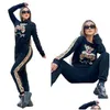 Kvinnor Tvåbitar byxor Fall Designer Tracksuits Plus Size Woman Set Top and Women Tracksuit Clothers Casual 2 Piece Outfit Sports Suit OTCFS