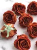 10 pçs ferrugem laranja artificial rosa cabeças veludo rosa em atacado flores falsas para diy buquês de casamento decoração de casa 240322