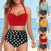 Maillots de bain pour femmes Maillot de bain Été Vintage Mode Polka Dot Imprimé Sexy Push Up Soutien-gorge Bikini Deux Pièces Ensemble Beachwear