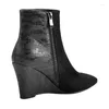 Buty OnlyMaker Women Black Wedge Kidge Contrast Obcas Casual Spointy Toe Side Buver plus size botki