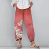 Pantalones de mujer con personalidad para mujer, moda informal, pierna ancha, bragas estampadas con patrón suelto, pantalones cómodos hasta el tobillo de verano 2024