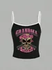 Y2k colheita topo t camisas crânio rosa kawaii femme roupas 2024 t magro punk sexy vintage gótico estilingue menina 90s camisa 240320