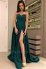 Dark Green Split Evening Dresses 2024 New Sexy Sweetheart A Line Backless Maid of Honor Bridesmaids Dress Prom Gowns BC1412