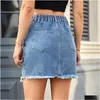 Kjolar för kvinnor denim mini kjol bodycon trendig sommar casual jean elastic midja plus size s m l xl xxl drop leverans klädkammar ota7p