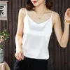 Débardeurs pour femmes Camis nouvelle mode débardeur en Satin débardeur pour femme doublure intérieure fond blanc haut en soie de base été solide col en v sans manches débardeur 24326