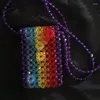 Shoulder Bags Pearl String Beads Small Mobile Phone Bag Color Hand Woven Oblique Span Decoration Ins Same Trend Bead