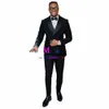 black Elegant Men Suit Double Breasted Busin Suits for Men Two Piece Set Slim Fit Groom's Wedding Party Tuxedo Costumes Homme k74E#