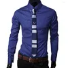 Mäns casual skjortor Skjorta Män Argyle Luxury Slim Fit Business Stylish Autumn Long Sleeve Mane Brand Clothes Chemise