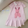 Girl's Dresses Summer Pink Rabbit Polo Dress Lolita Child Girls Casual Midi Dress Children Dresses For Teens Party Princess Sundress yq240327