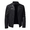 pure Color New Men Plush Leather Jacket Large Size 5XL Autumn and Winter Men's Daily Casual Stand Collar Coats L4r1#