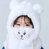 Berets 2024 Winter Children'S Hats And Scarves Two-Piece Set Men Women Baby Cute Cartoon Plush Hood