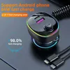 K2 Car USB Charger One to Two Fast Charging Cable PD66W Car Charging Fast Charging Wholesale Colorful Atmosphere Light Voltage Check