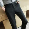 Summer High Elastic Ice Silk Trousers For Men Busin Dr Pants Casual Slim Office Social Suit Pants Streetwear Costume Homme M4MZ#