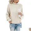 Kadın Sweaters 10 Renk Kadın Moda Sweater Kış Gevşek Kaplumbağa Boynu Örme Uzun Kollu Düz Renk Top Sonbahar Kadın Drop Deli Dhkmc