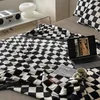 Blankets INS Plaid Bedroom Office Nap Blanket Thicken Warm Bedspread Checkerboard Single Double Bed Cover Home Decor