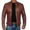 2023 Autumn/Winter New Men's Fi Leather Coat Standing Collar Punk Motorcycle Leather Coat Jacket H5ZZ#