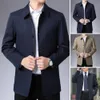 Hommes veste printemps automne Lg manches col rabattu simple boutonnage manteau décontracté couleur unie Busin Blazer costume manteau L6VJ #