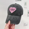 Casquettes de baseball Femmes Sweet Heart Washed Cotton Lettes Casquette de baseball Y2K Coréen Snapback Pare-Soleil Chapeau Casual Sports de Plein Air Papa Trucker Chapeaux