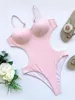 Maillots de bain pour femmes Sexy Push Up Bikini One Piece Maillot de bain Femme Beachwear Sweet Pink Monokini Summer Beach Costumes Baignade Natation Biquinis