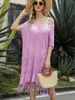 Beach Dress Summer Women's Solid Color Fringe Hollowed Out Knitted Sweater Loose Large Size