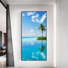 Window Stickers Privacy Windows Film Decorative Seaside Scenery Glass No Glue Static Cling Frosted Tint 85