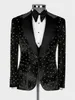 black Man Veet Formal Suits Slim Fit Groom Wedding Tuxedos Custom Made Gold Pearls Prom Blazer Busin Banquet Male Clothing V17v#