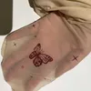 Nova cor da pele meias de seda borboleta vermelha coxa núcleo embrulhado meias de seda lolita tatuagem y2k tatuagem impressa borboleta meias de seda