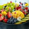 Couverts jetables 100 pièces perles colorées bâtonnets de fruits en bambou pour la décoration cocktail salade collation sandwich buffet cure-dents fontaine