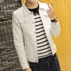 2023 Men's Stretch Casual Denim Jacket Youth Slim White Denim Jacket o48t#