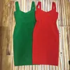 Casual Dresses Green Red High Quality Women Dress Strap Mid Solid Color Stretch Sexy Bodycon Bandage Night Evening Party