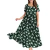 Designer Womens Clothing Boho Dress Beach Wear Peplum Crew Neck Summer Conventional Sleeve Flora Printed Dresses Short s xl Skirt