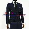 double Breasted Men Suits Navy Blue Formal Busin Wedding Suits For Men Slim Fit Groomsmen Prom Tuxedos Costume Homme Mariage e1hN#