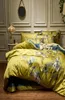 Jedwabisty egipski bawełniany żółty zielony kołdrę arkusz łóżka Zestaw king size queen -łóżko 3297793