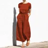 Fashion designer Women's Jumpsuits summer solid color high-waisted sleeveless pants women's fashion casual loose temperament romper