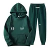 Tracksuit Designer Mens Algodão Manga Longa Calças Compridas Hoodie de Duas Peças Pulôver Redondo Pescoço Chapéu Todos Confortáveis ​​Esportes Primavera Marca Sólida Cor Carta Impressão