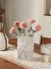 Films Vase à bouche large givré, décoration en verre blanc Simple