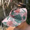 Wide Brim Hats Leopard Floral Printed Women Summer Peaked Cap Sunhat Outdoor Swimming Hollow Top Seaside Visor Hat Casquette