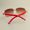 Nuova lente per incisione di vendita calda 8300177-C occhiali da sole moda piccolo diamante parasole specchio occhiali da sole in legno rosso naturale unisex